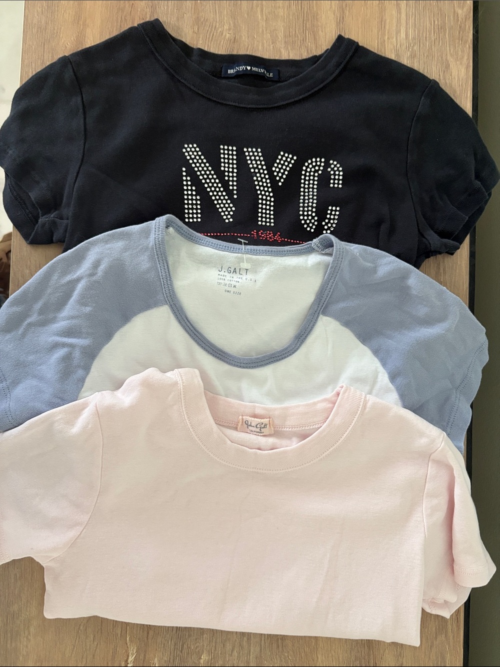 Brandy Melville NYC Graphic Tee and J Galt - Light Blue & Pink Tops